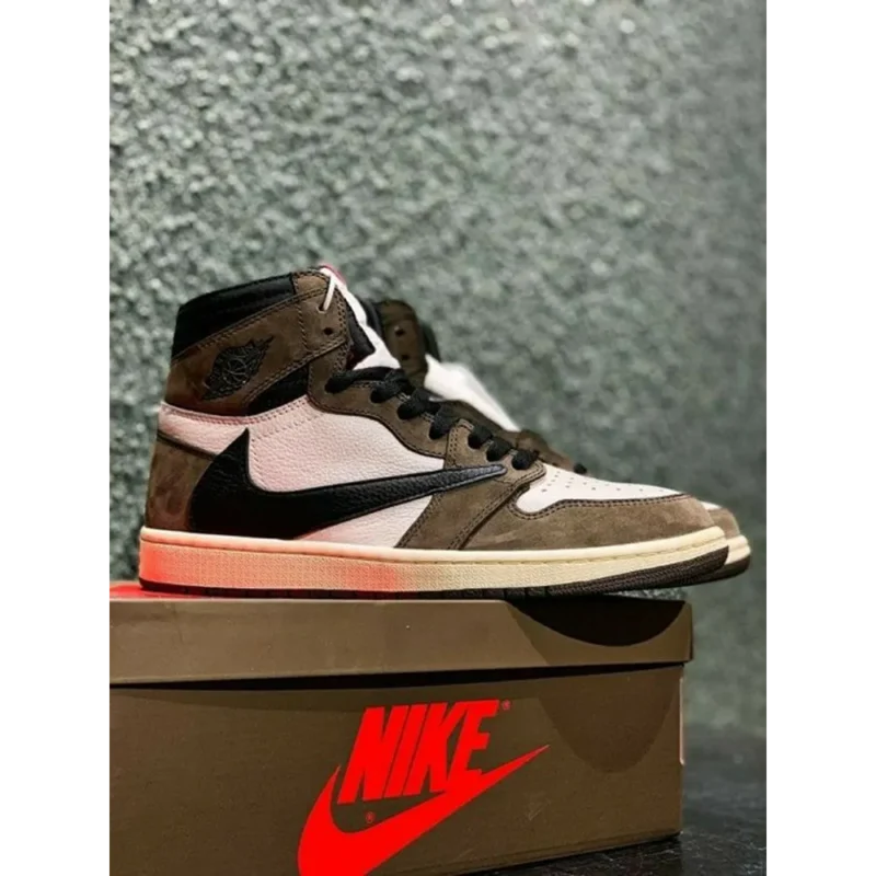 Classy Nike Air Jordan Retro 1 High Travis Scott Brown Shoes for Men (HS43)
