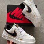 Branded Air Force 1 White Black Gold