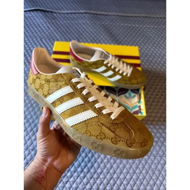 Superb Adidas Gazelle Gucci GG Beige Brown Shoes for Men (SL4495)