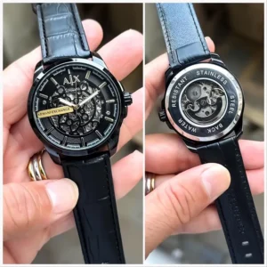 Armani Watch Auto Black Leather For Men (SW1290)