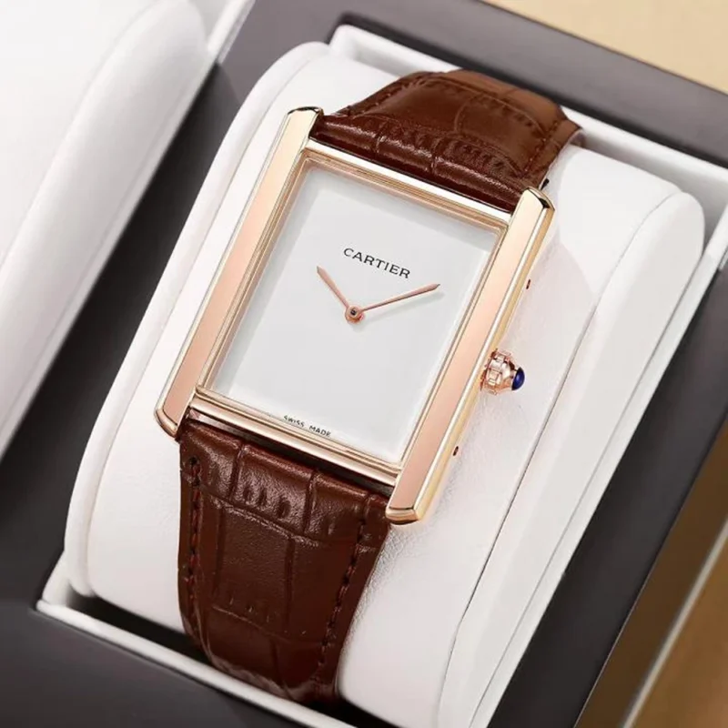 Cartier Tank Watch Gold-Brown For Men (SL773)