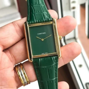 Cartier Tank Watch Gold-Green For Men (SL774)
