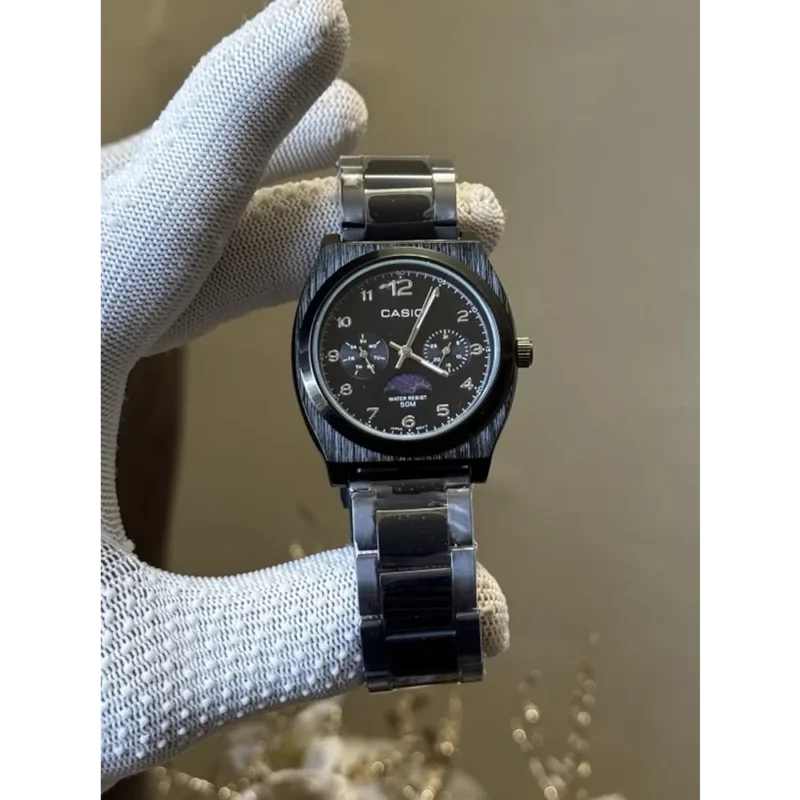 Casio Watch Classic Black Metal Chronograph For Men (SW1128)