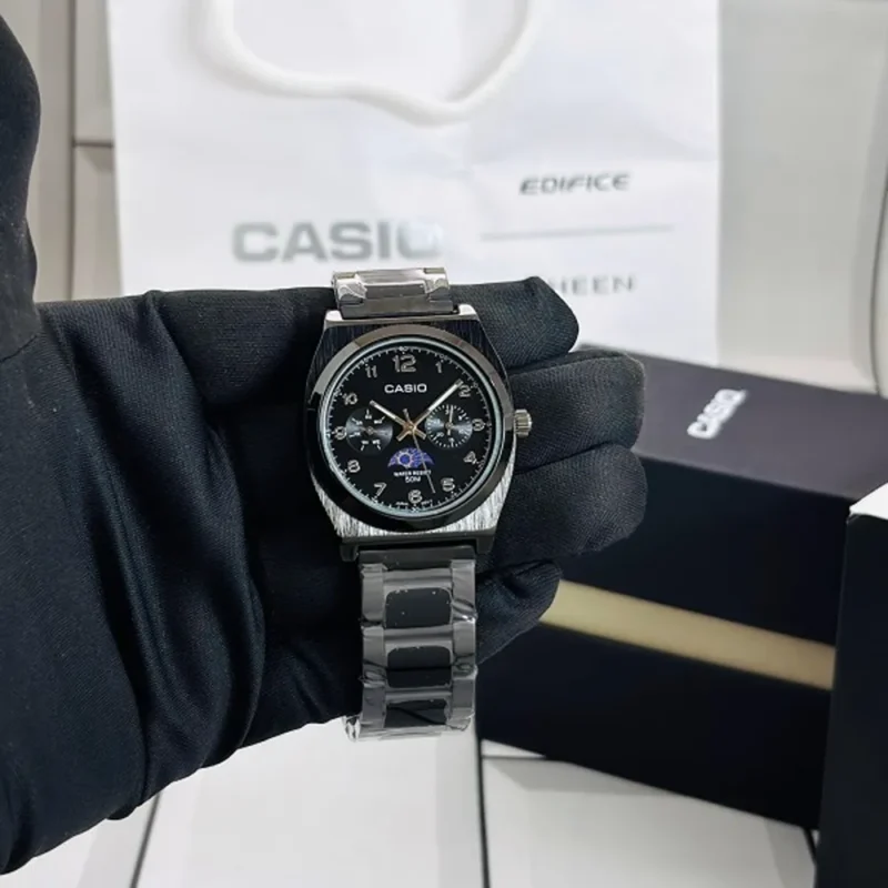 Casio Watch Classic Black Metal Chronograph For Men (SW1128)