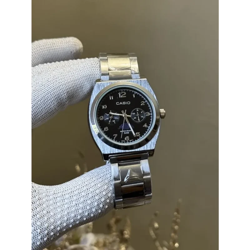 Casio Watch Classic Silver-Black Metal Chronograph For Men (SW1127)