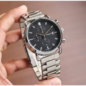 Fossil Watch Commuter Silver Black For Men