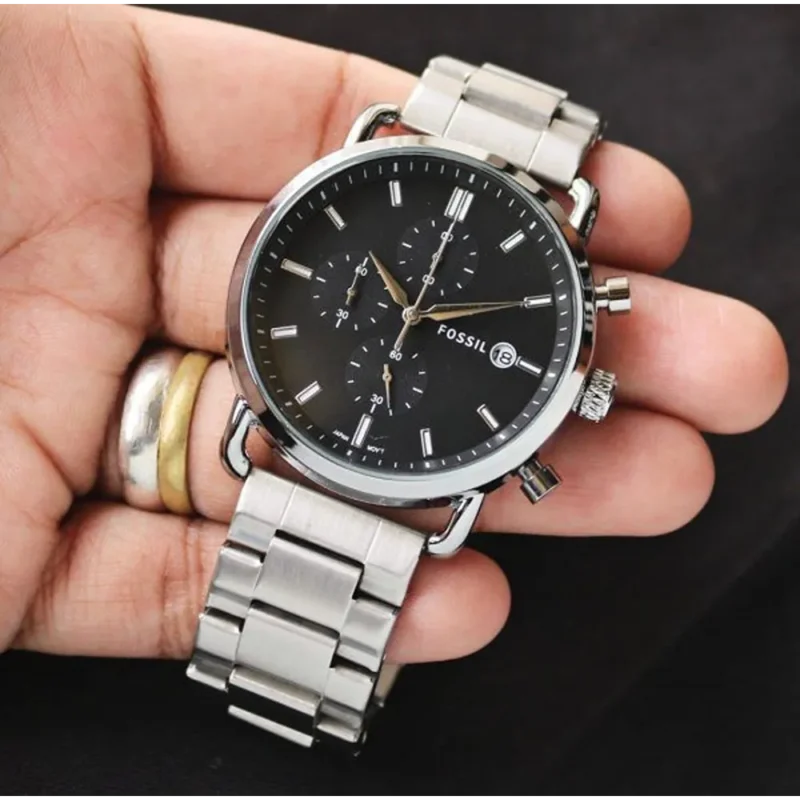 Fossil Watch commuter Silver Black For Men (BSF348)