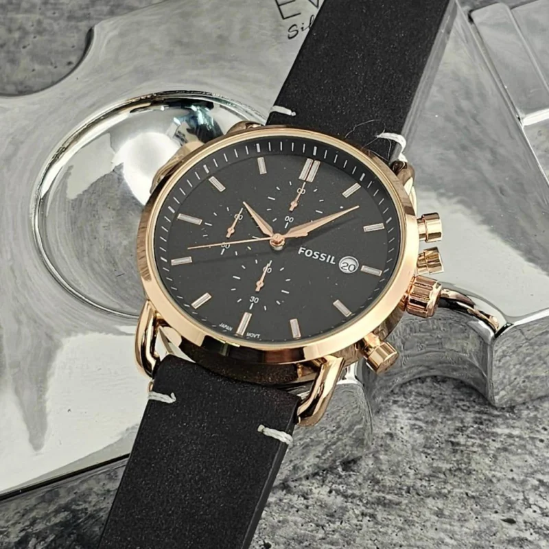 Fossil Watch : Fossil Chronograph Leather Edition Watch For Men (SG-1015)