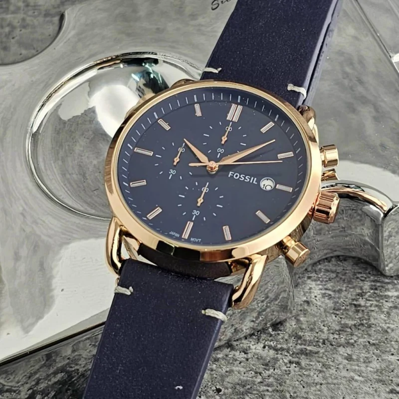 Fossil Watch : Fossil Chronograph Leather Edition Watch For Men (SG-1017)
