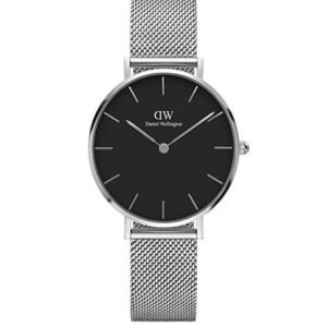 Iconic Silver Strap and Black Dial Daniel Wellington Watch For Men (SG-48)