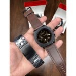 Men’s Fossil Watch Chronograph Leather Belt With Extra Stainless Steel Chain (SG-207)