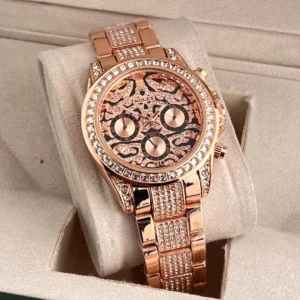 Men’s Rolex Watch Rose Gold Tiger Diamond Stainless Steel Edition Watch (SG-188)