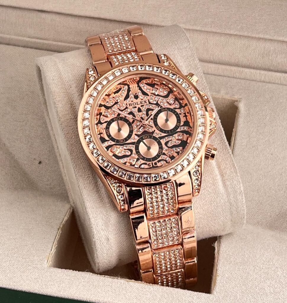 Men’s Rolex Watch Rose Gold Tiger Diamond Stainless Steel Edition Watch (SG-188)