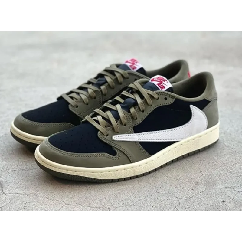 Trendy Air Jordan Retro 1 Travis Scott Black Olive Shoes For Men (SHUB738)