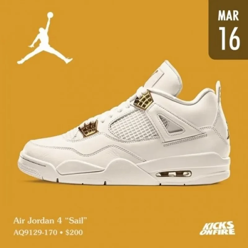 Trendy Nike Jordan 4 Metallic Gold Shoes For Men (SW6540)