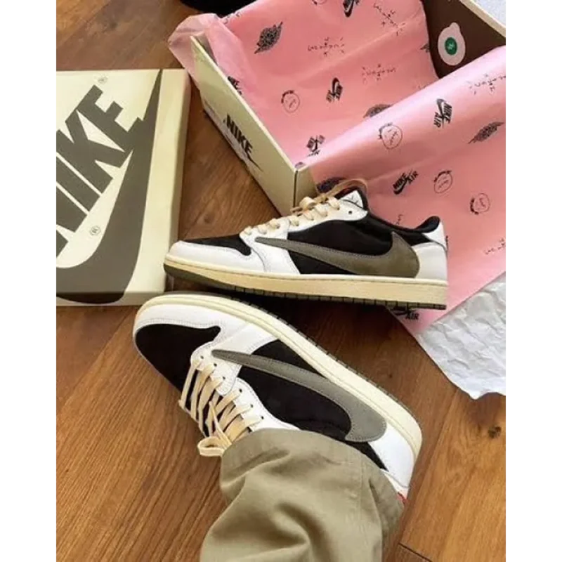 Premium Nike Air Jordan Retro 1 X Travis Scott Olive Green Shoes For Men (HOF844)