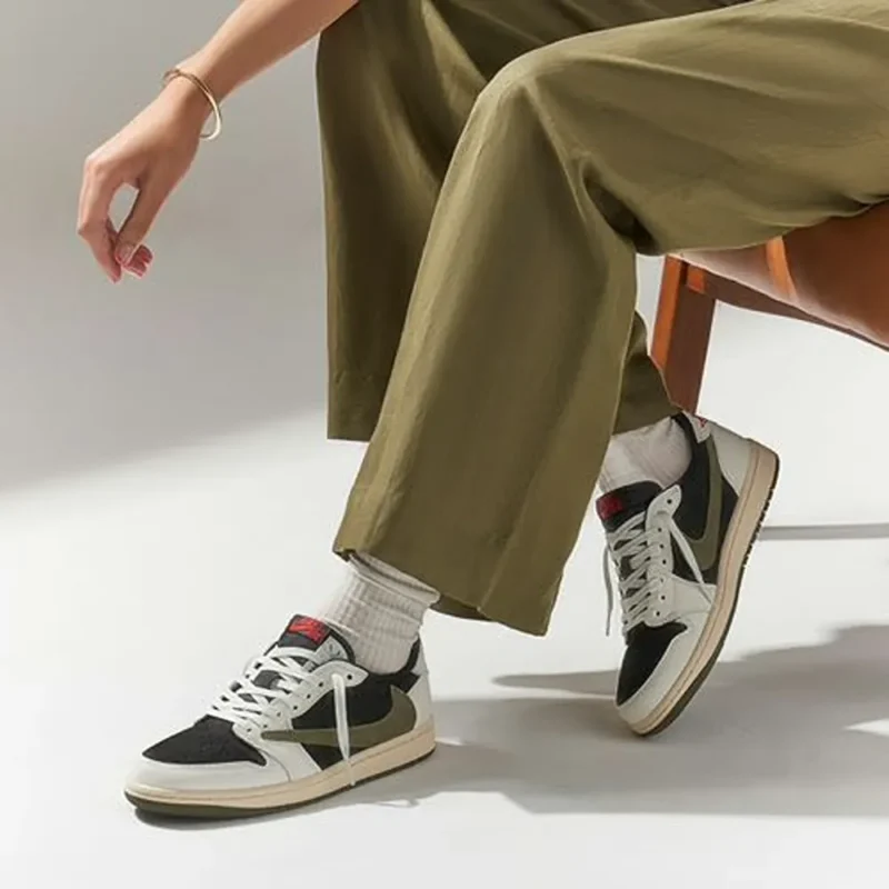 Premium Nike Air Jordan Retro 1 X Travis Scott Olive Green Shoes For Men (HOF844)