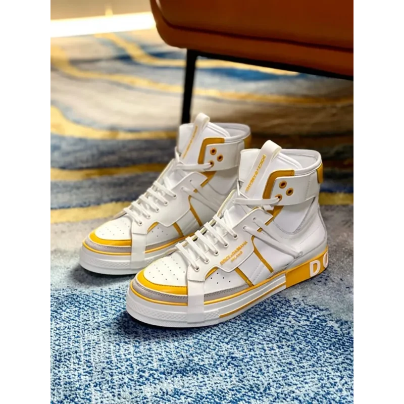 Stylish Dolce & Gabbana Calfskin 2.0 Custom High Yellow Shoes For Men (SW5772)