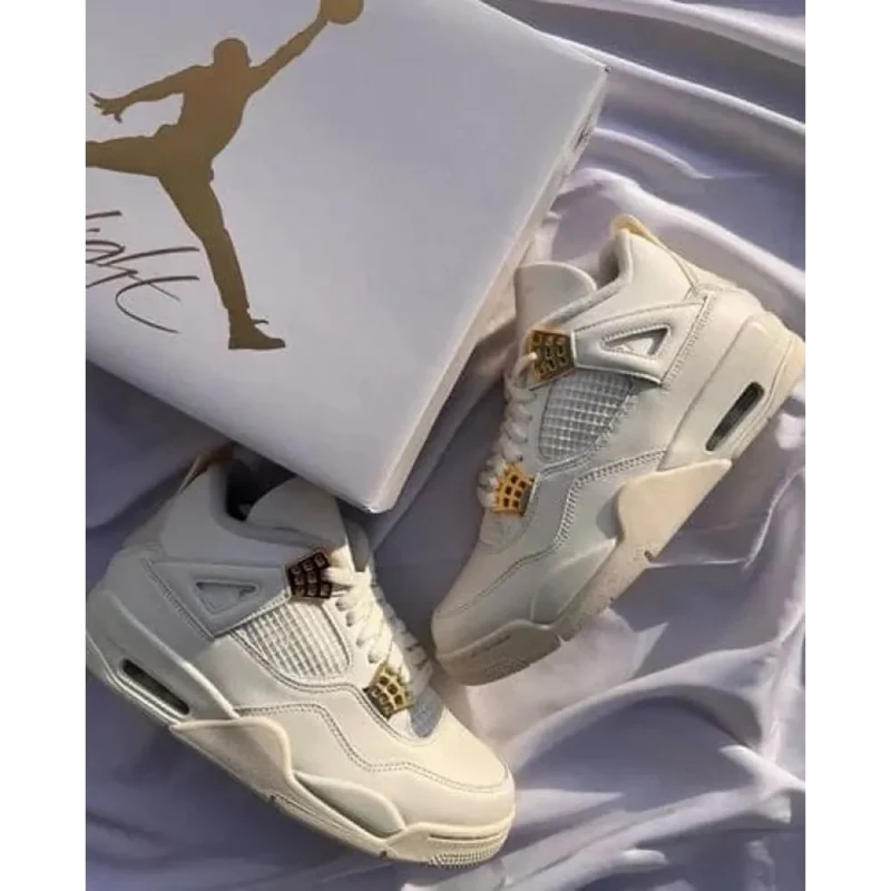 Trendy Nike Jordan 4 Metallic Gold Shoes For Men (SW6540)