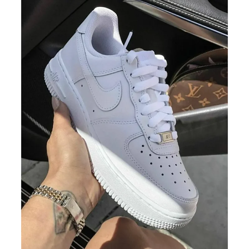 Trendy Nike Air Force 1 White Pure Leather Shoes For Men (SW6215)