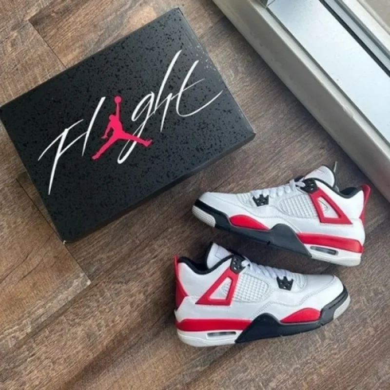Stylish Nike Air Jordan 4 Red Cement Shoes For Men (SW5783)