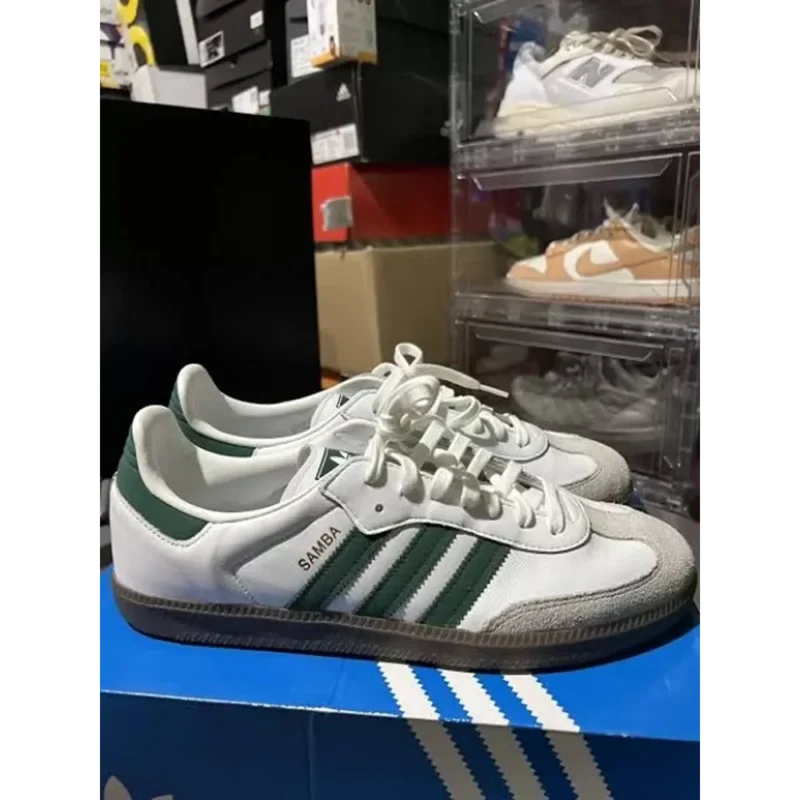 Trendy Adidas Samba White Green Shoes For Men (SHUB543)