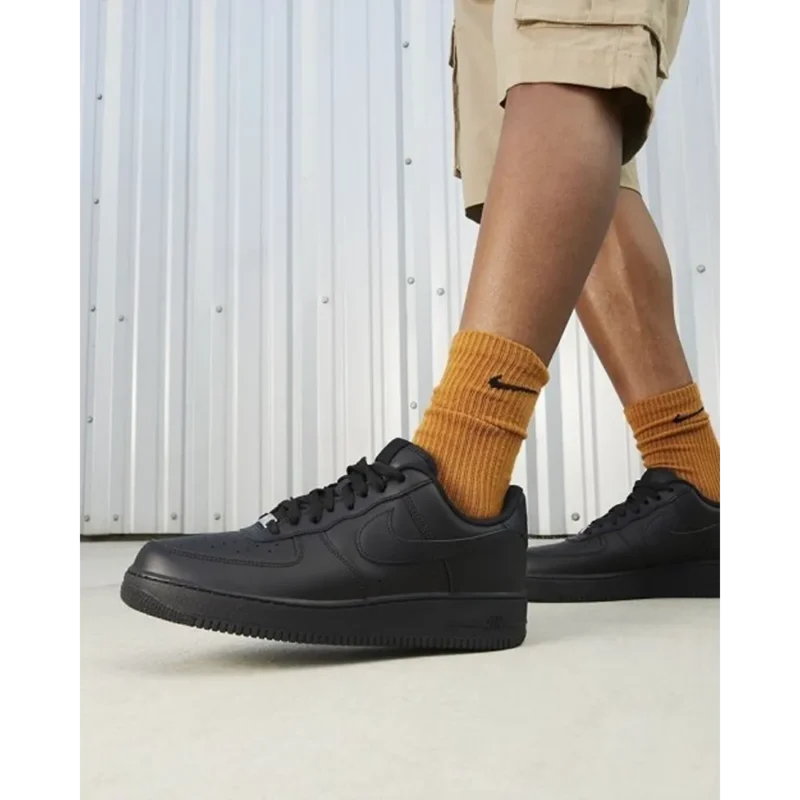 Trendy Nike Air Force 1 Black Pure Leather Shoes For Men (SHUB759)