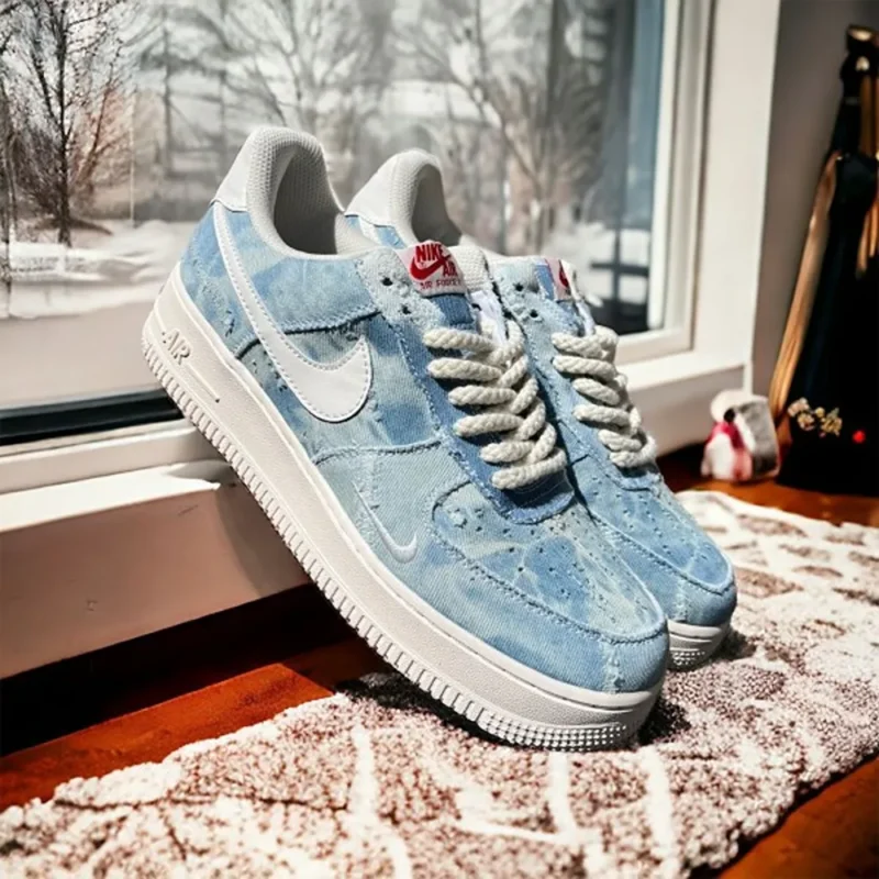 Premium Nike Air Force 1 Denim Blue Shoes For Men (SW6510)