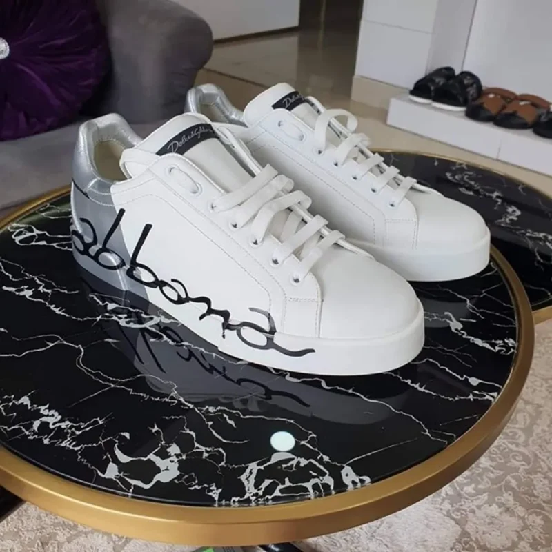 p-170-12-24-04-275095.webp Trendy Dolce & Gabbana Logo Script Print White Silver Shoes For Men (SW6787)
