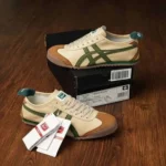 Stylish Ontisuka Tiger Mexico 66 Beige Green Shoes For Men (SW5795)