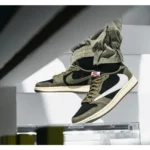 Premium Air Jordan Retro 1 Travis Scott Black Olive Shoes For Men (HOF873)