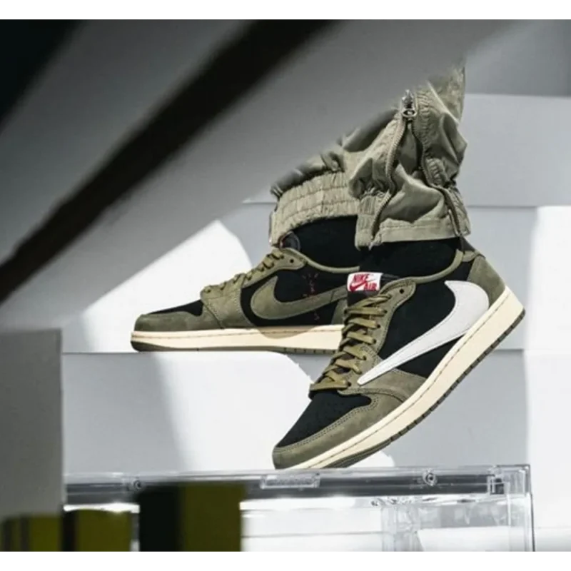 Premium Air Jordan Retro 1 Travis Scott Black Olive Shoes For Men (HOF873)