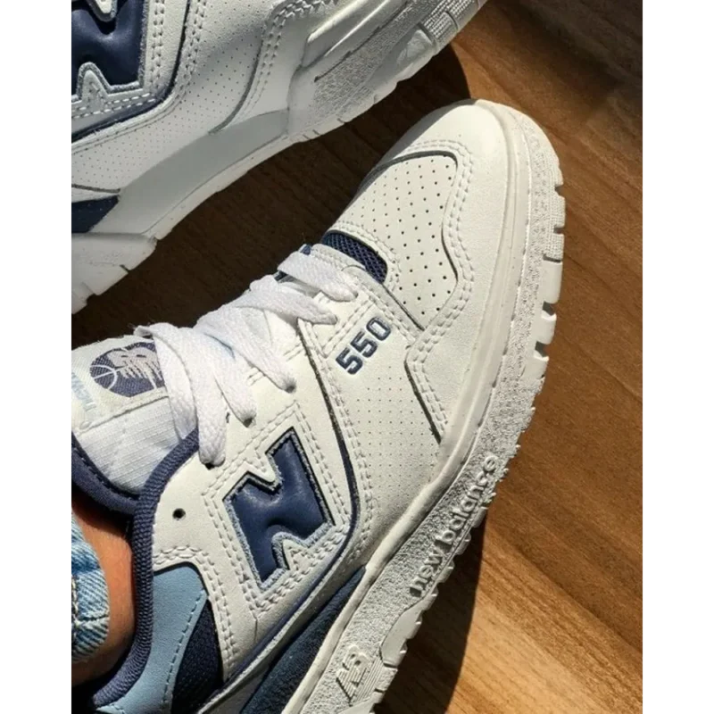 Classy New Balance 550 White Vintage Indigo Shoes For Men (SHH07831)