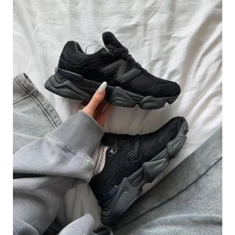 Trendy New Balance 9060 Triple Black Shoes For Men (SHUB682)