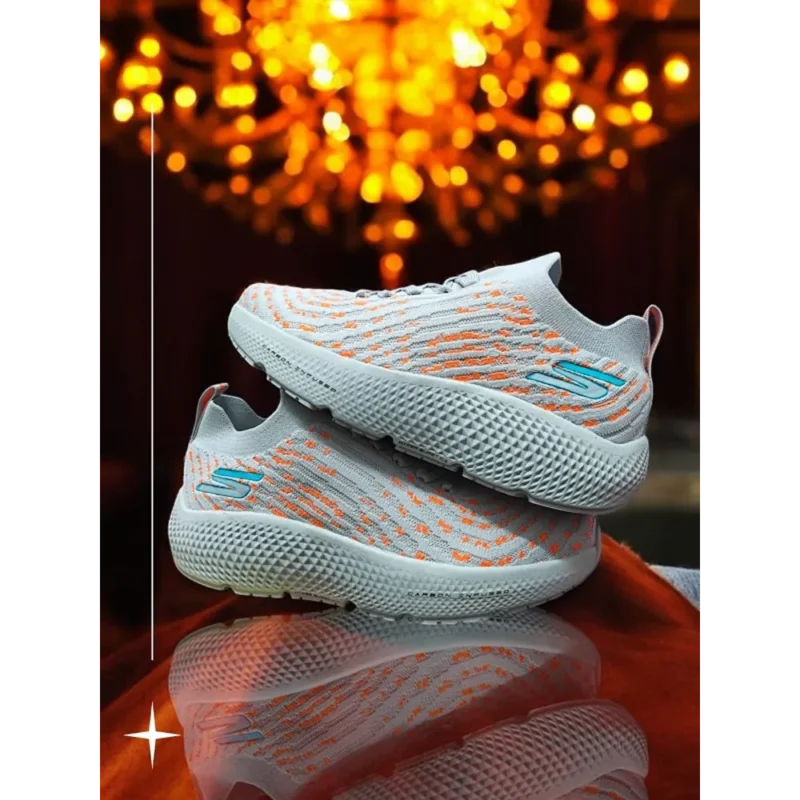 Imported Skechers Max Road Hyper Burst Grey Orange Shoes For Men (SW5740)