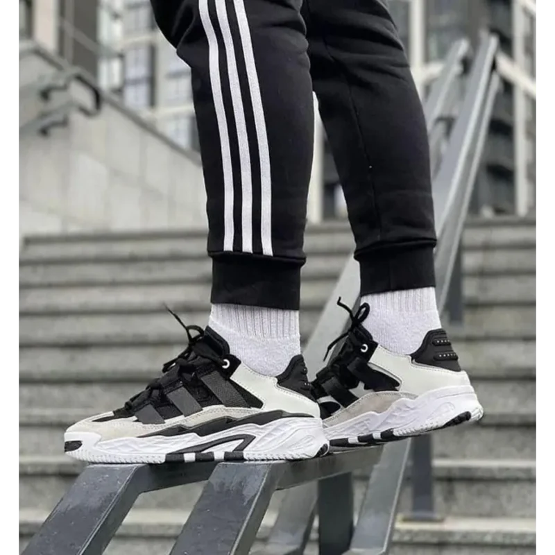 Trendy Adidas Niteball Low Top Black White Shoes For Men (SW6240)