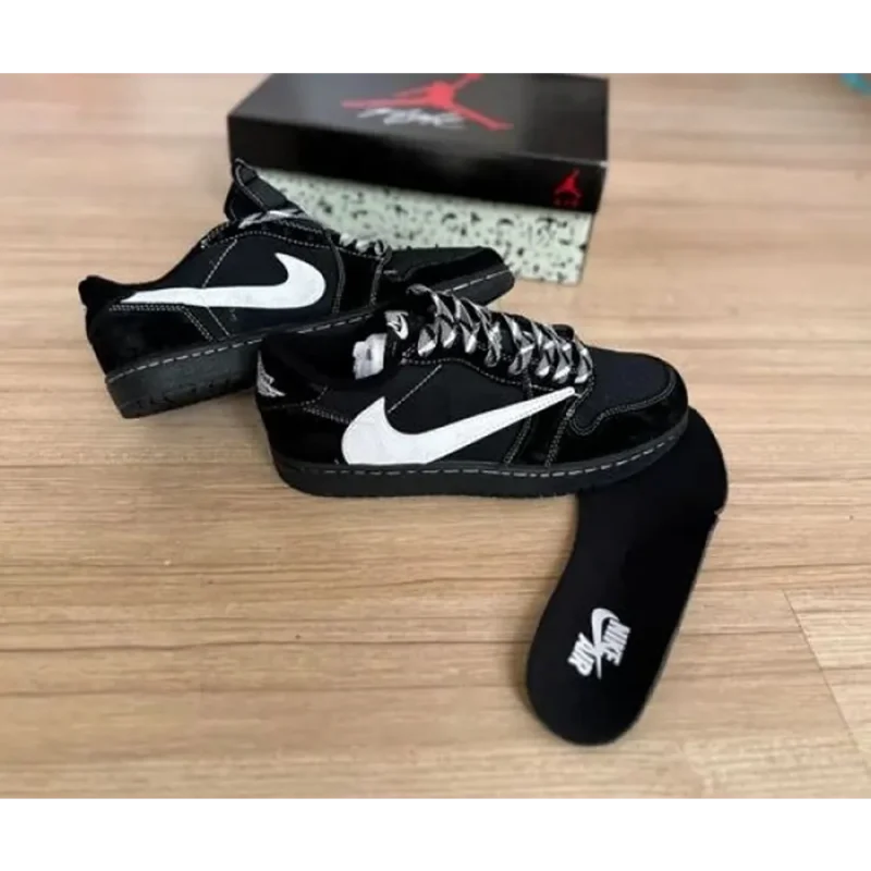 Trendy Travis Scott X Jordan 1 Black White Phantom Shoes For Men (SW6211)