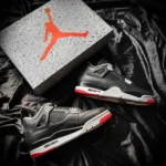 Stylish Nike Air Jordan Retro 4 Bred Shoes For Men (SW6177)
