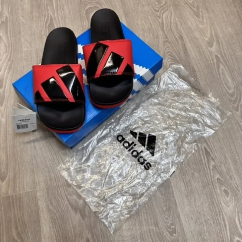 Classy Adidas Adillete Soft Red Black Flip Flops For Men (BH1018)