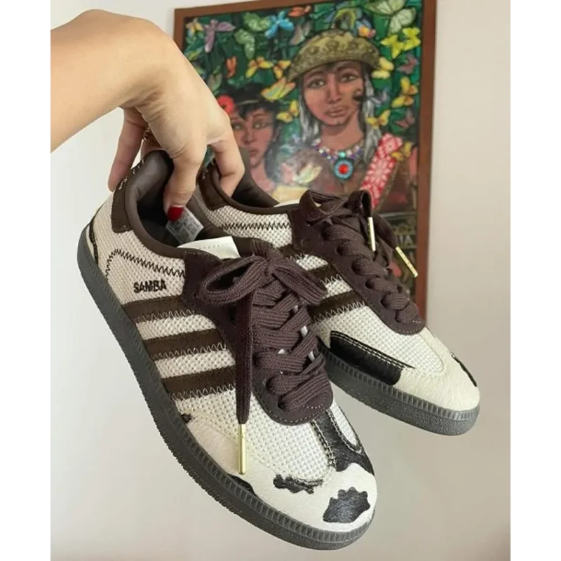 Trendy Adidas Samba Notitle Cow Print Brown Shoes For Men (SHUB506)