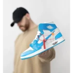 Premium Nike Air Jordan Retro 1 X Off White Blue Shoes For Men (QT301)