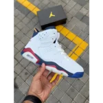 Stylish Air Jordan Retro 6 White Nevy Red Shoes For Men (QT239)