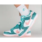 Stylish Nike Dunk Low Washed Teal Snake Shoes For Men (QT236)