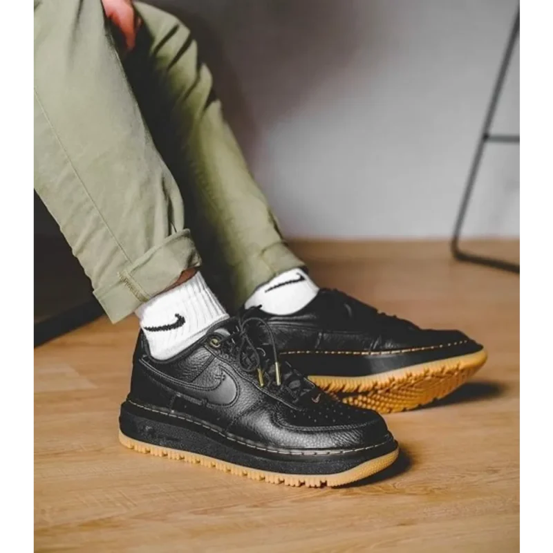 Stylish Air Force 1 Low Gum Luxe Black Gum Shoes For Men (QT223)