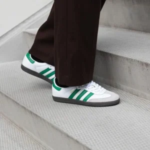 Stylish Adidas Samba White Green Shoes For Men (QT172)