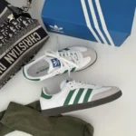 Stylish Adidas Samba White Green Shoes For Men (QT172)