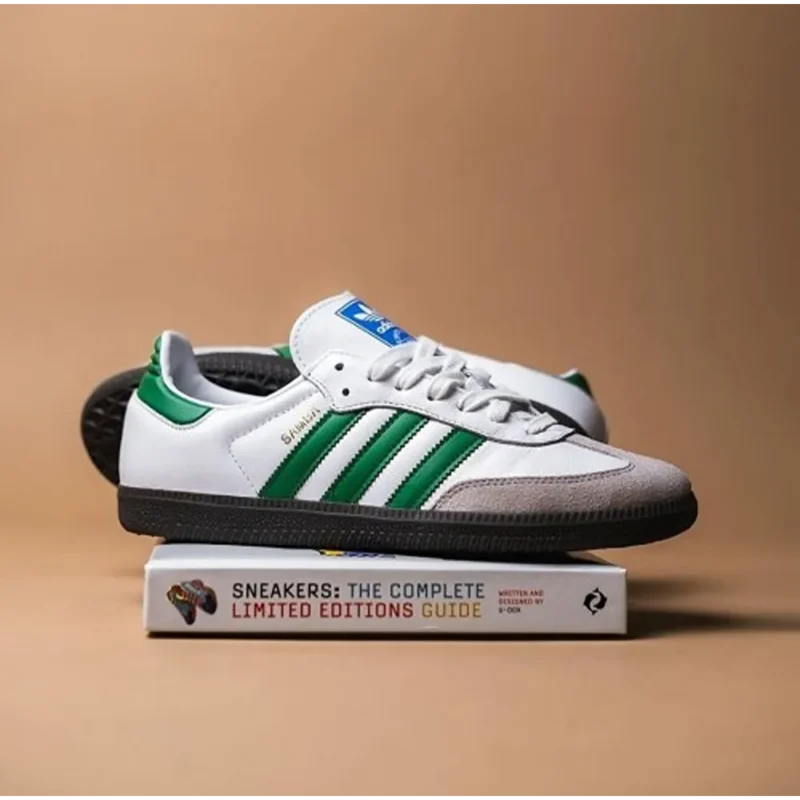 Stylish Adidas Samba White Green Shoes For Men (QT172)