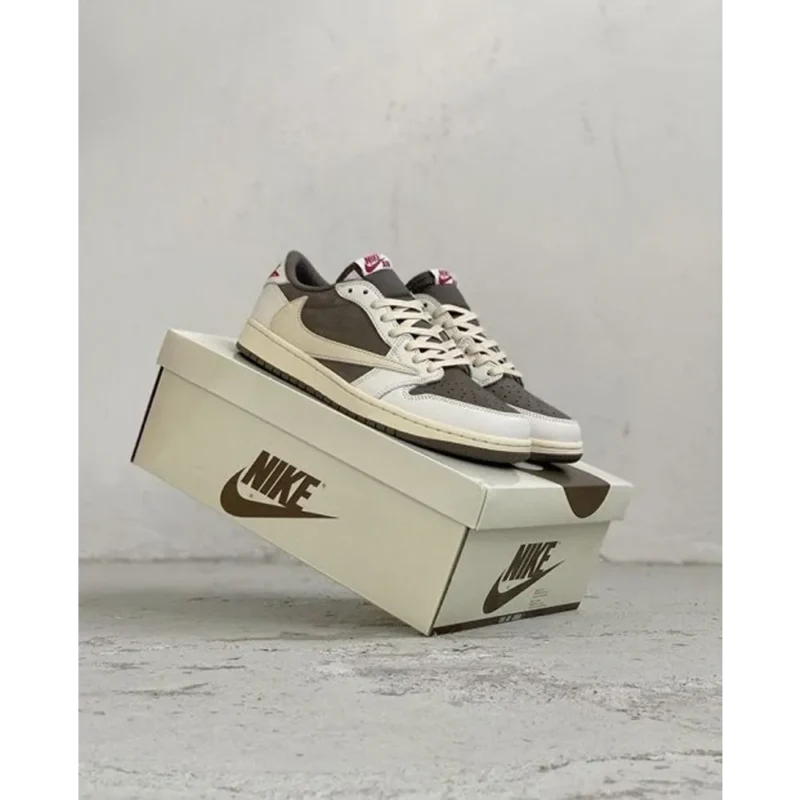 Stylish Nike Air Jordan Retro 1 Low Travis Scott X Reverse Mocha Shoes For Men (QT119)