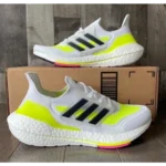 Classy Adidas Ultraboost 21 White Neon Shoes For Men (SHUB265)