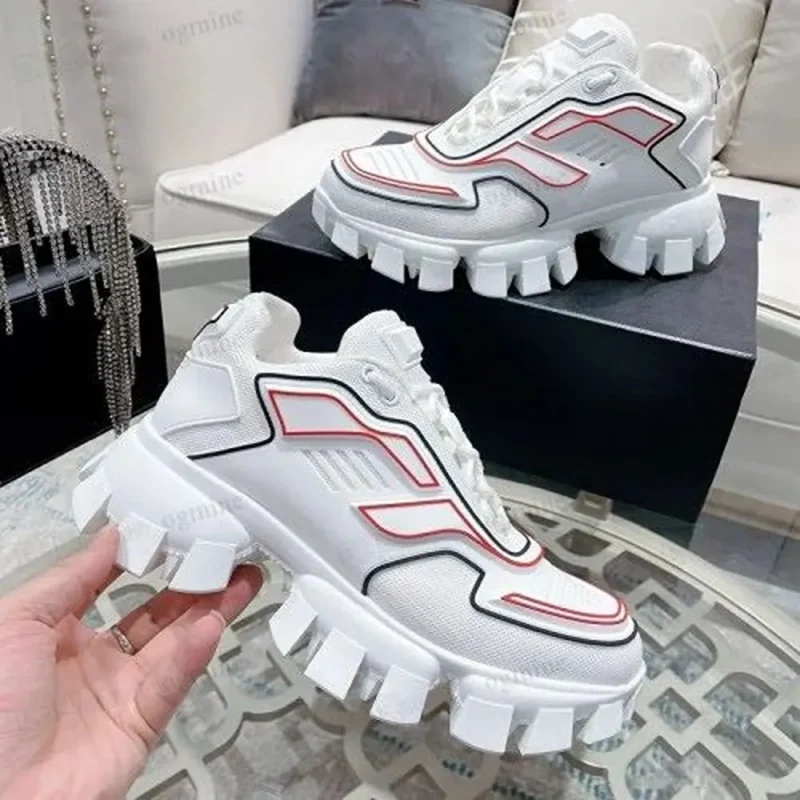 Classy Prada Cloudbust Thunder White Red Shoes For Men (LL636)